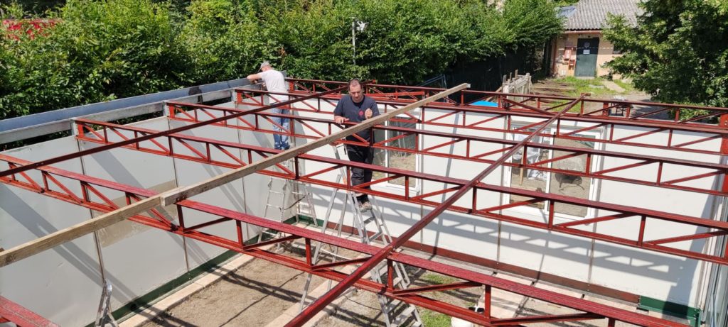 Volunteers at work at the school