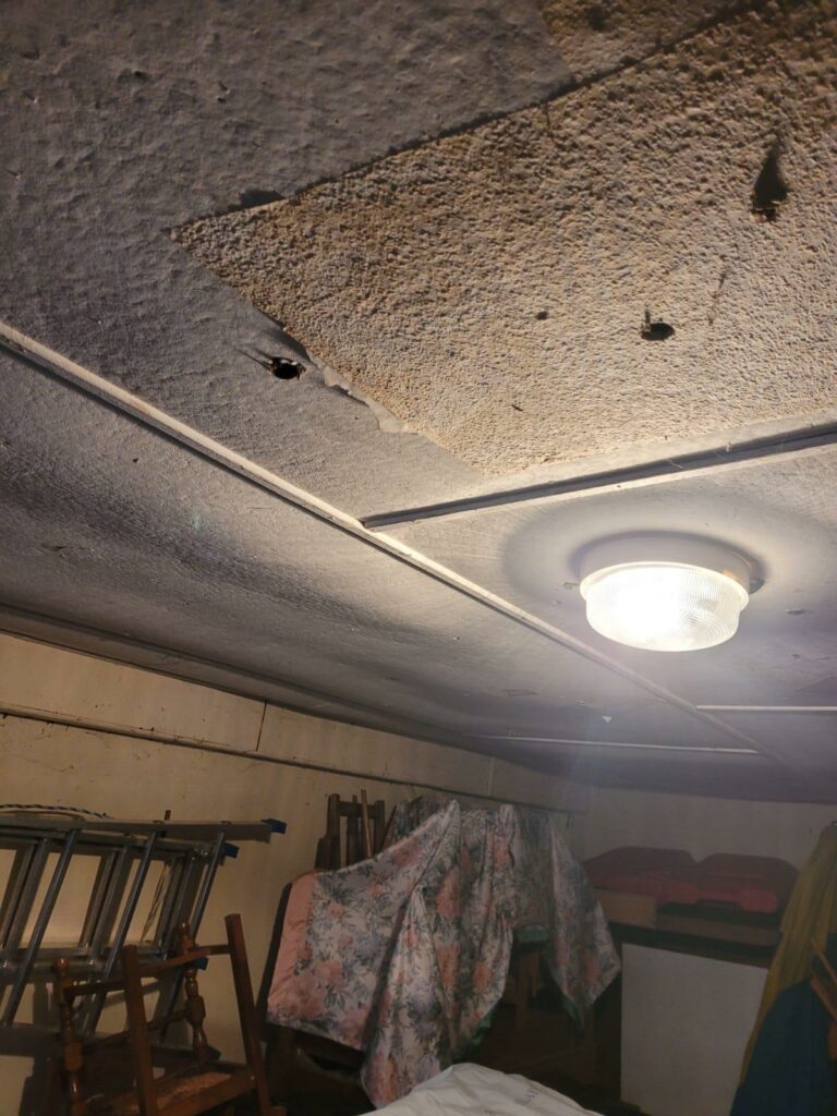 Inside a shed, before the work