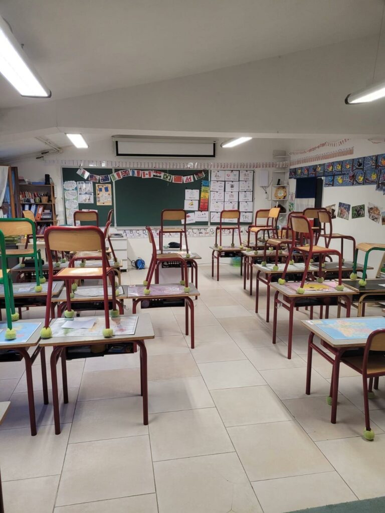 An elementary school classroom